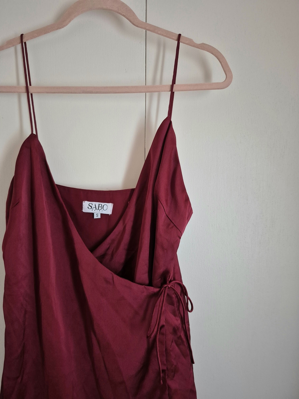 Sabo Wrap-Style Mini Dress in Deep Berry - Picture 2 of 3
